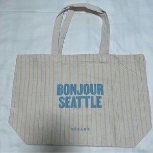 Sézane Bonjour Seattle Tote in Yellow and Ecru Stripe